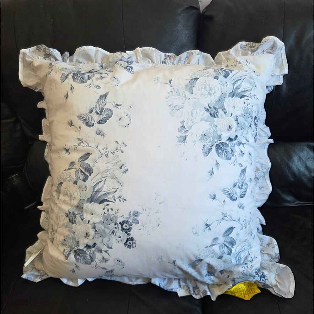 Cabbages & Roses Blue Floral Pillow 24 In - Picture 2 of 2